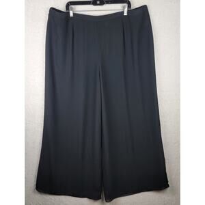 JL Studio 24 Black Dress Pants Wide Leg Sheer Lined Back Zip Boho Dark Romantic